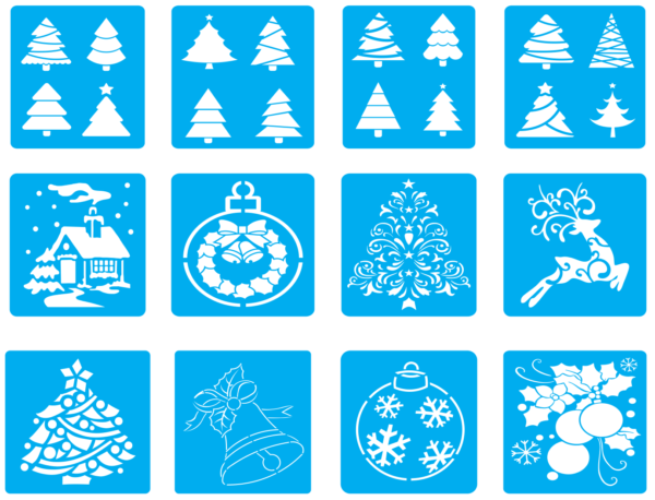 STENCILS NAVIDAD (3) 100 Christmas Stencil Vector Pack - Laser Cut & CNC Files (CDR, DXF, SVG, EPS, AI)