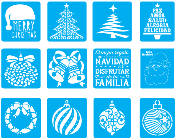 STENCILS NAVIDAD (4) 100 Christmas Stencil Vector Pack - Laser Cut & CNC Files (CDR, DXF, SVG, EPS, AI)