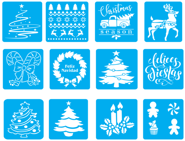 STENCILS NAVIDAD (5) 100 Christmas Stencil Vector Pack - Laser Cut & CNC Files (CDR, DXF, SVG, EPS, AI)