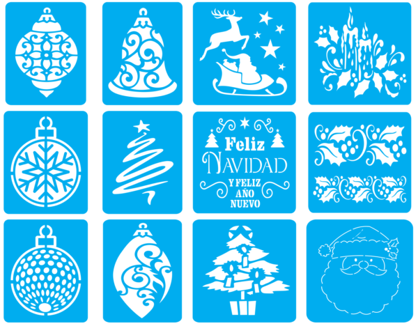 STENCILS NAVIDAD (6) 100 Christmas Stencil Vector Pack - Laser Cut & CNC Files (CDR, DXF, SVG, EPS, AI)