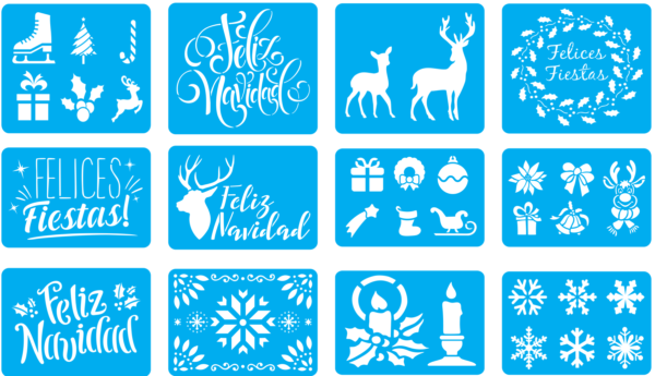 STENCILS NAVIDAD (7) 100 Christmas Stencil Vector Pack - Laser Cut & CNC Files (CDR, DXF, SVG, EPS, AI)