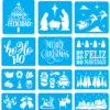 STENCILS NAVIDAD (9) 100 Christmas Stencil Vector Pack - Laser Cut & CNC Files (CDR, DXF, SVG, EPS, AI)